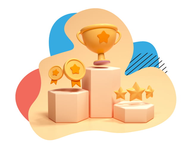 awards on pedestal